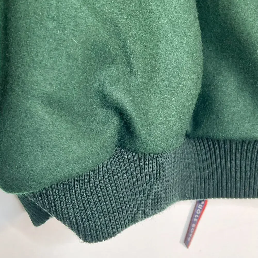 Vintage 90's Bugle Boy Hunter Green Wool Varsity Bomber Jacket Coat Mens M